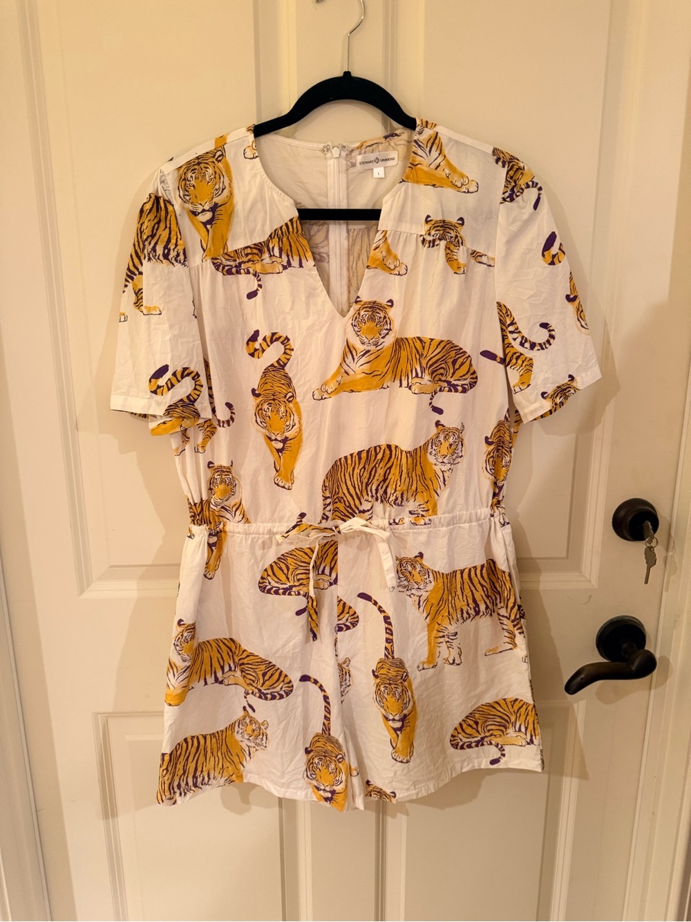 Stewart Simmons LSU Tiger Print White Romper